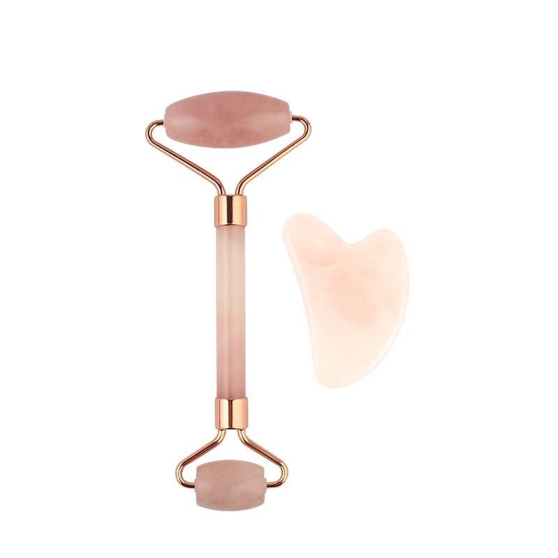 
2020 home beauty red dongling crystal double head pink high quality single push jade roller massage instrument 