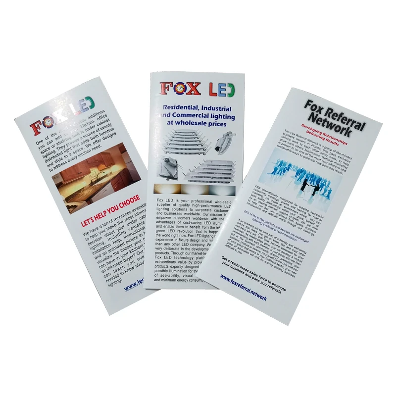 Factory price quick shipping tri folded flyers advertising A4 size printed with 128gsm art paper