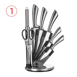 High-end Amazon Hot-sale 8 Pieces Hollow Handle Damascus Stainless Steel Kitchen Knife Set Knives Set With Acrylic Holder