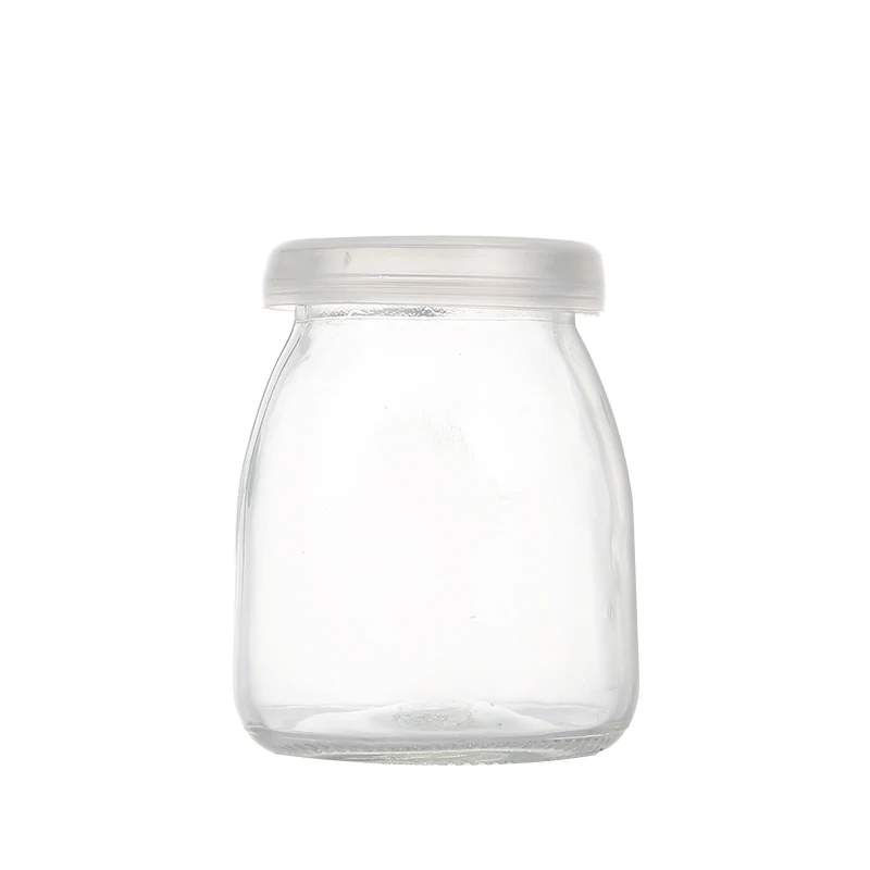 
Clear 200Ml Food Canning Bottle Milk Pudding Candy Glass Jars With Plastic Vacuum Seal Lids 