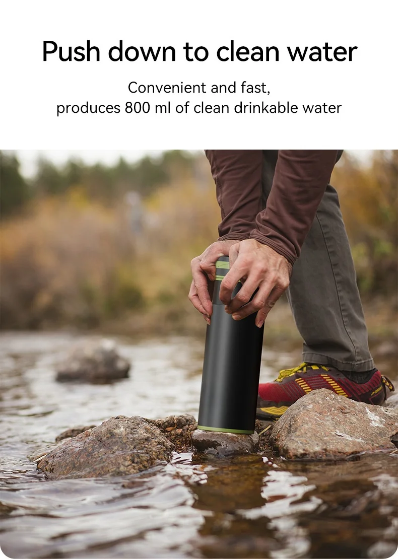 Water Filter Purifier Drink Bottle Outdoor Sport Press Push Down Type UF Water Filter Bottle Purifier for Camping Hiking