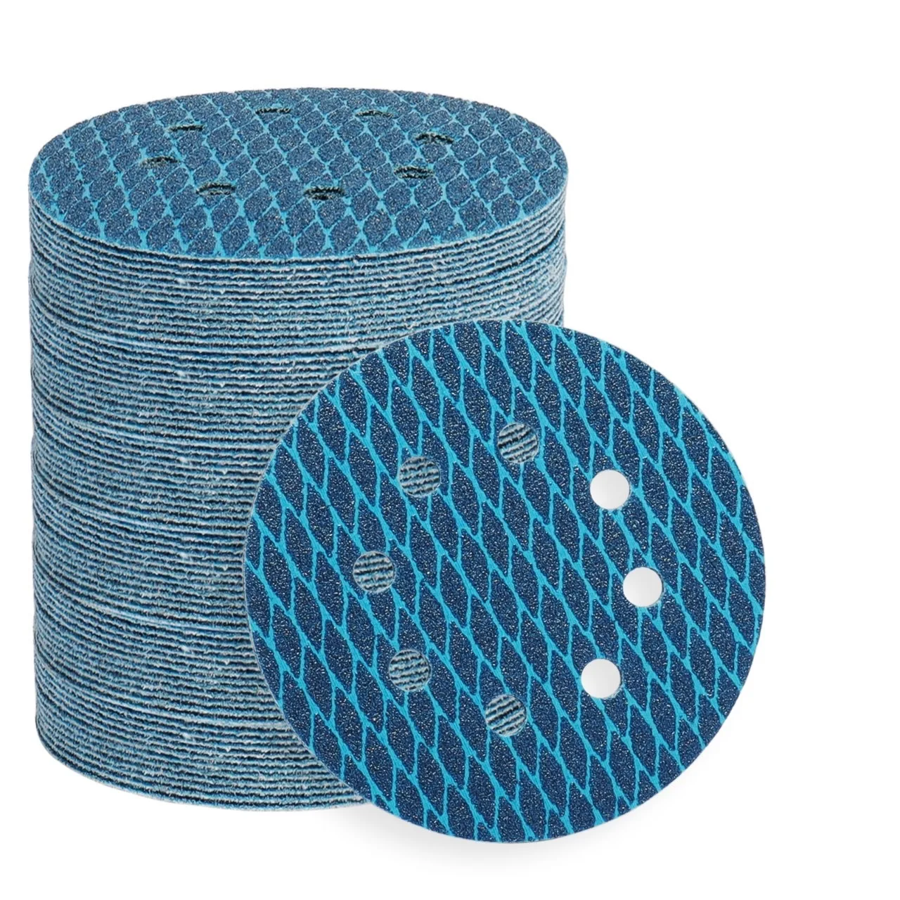 Hook and Loop Sanding Disc 5 Inch 8 Holes Sand Disc 180 Grit Blue Sanding Paper Disc for Wood Grinding