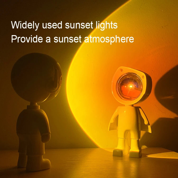 Mini Robot Sunset Red Lamp Rgb Color Touch Control 360 Degree Night Light Astronaut Sunset Projection Led Table Lamp