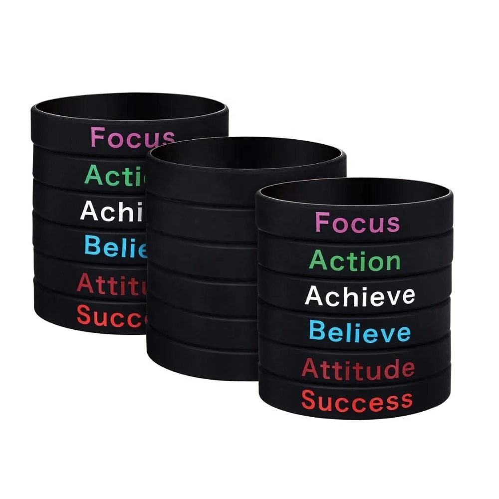 Customized Debossed Wristband Success  Achieve Focus Motivational Inspirational Rubber Wristbands Silicone Bracelets For Gift