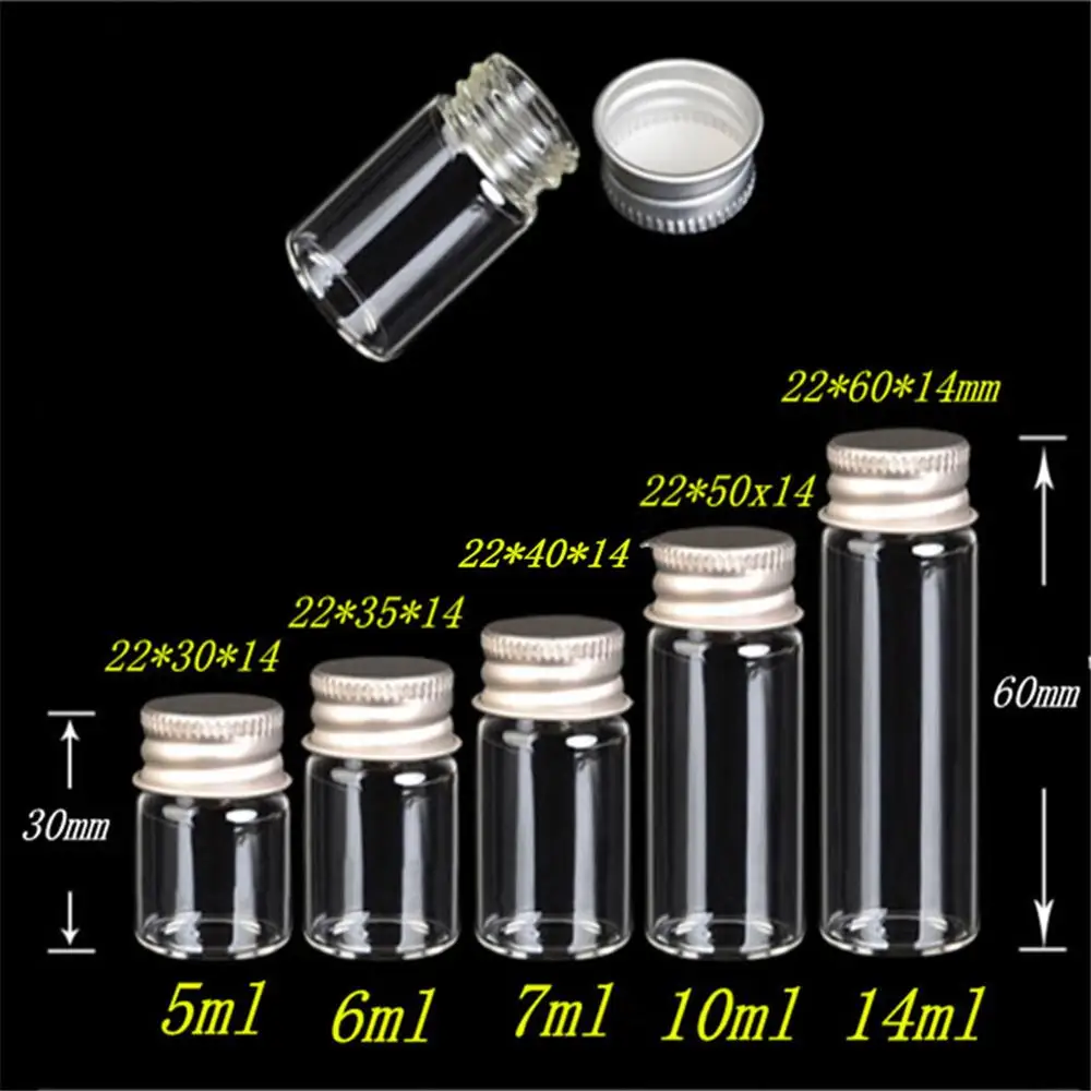 
Jars Crafts Glass Bottles with Aluminium Cap Liquid Bottles Empty Glass 5ml 6ml 7ml 10ml 14ml Glass Bottles Aluminum Cover Jars 