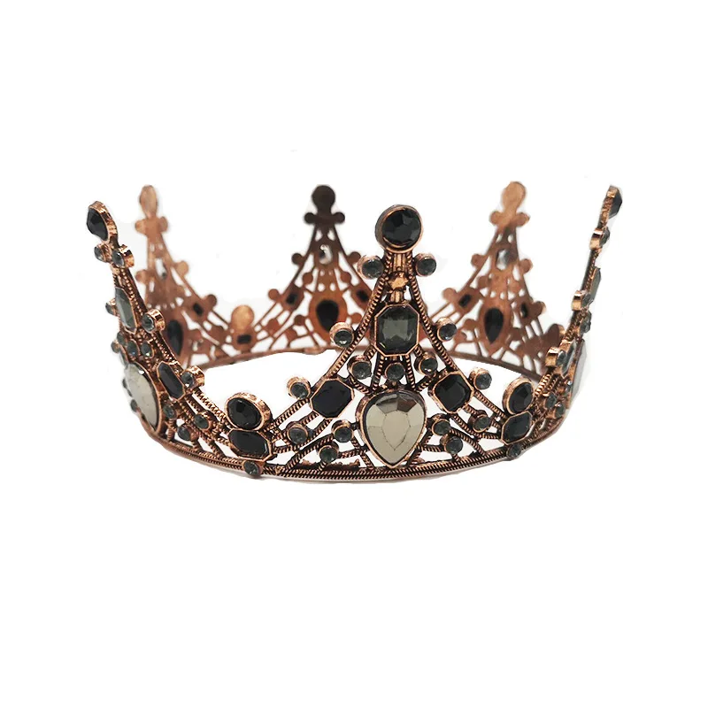 Brave Light Gothic Vintage Black Beads Tiara Crowns Hairband For Women Wedding Party Hair Accessories