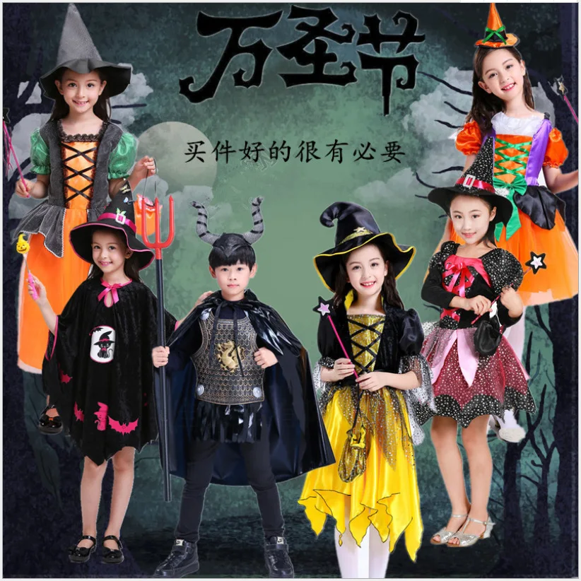 Halloween Princess Dress Hot Sale Pretty Witch Cosplay Costume Halloween Kid Little Witches Pumpkin Fairy Fancy Dress Costumes