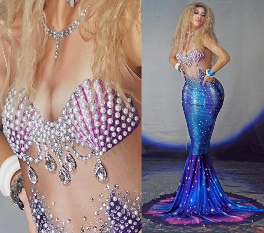 Vestido Designer Sleeveless Rhinestone Long Prom Dress Birthday Party Mermaid Dress Ball Gowns For Women Formal Evening Dresses
