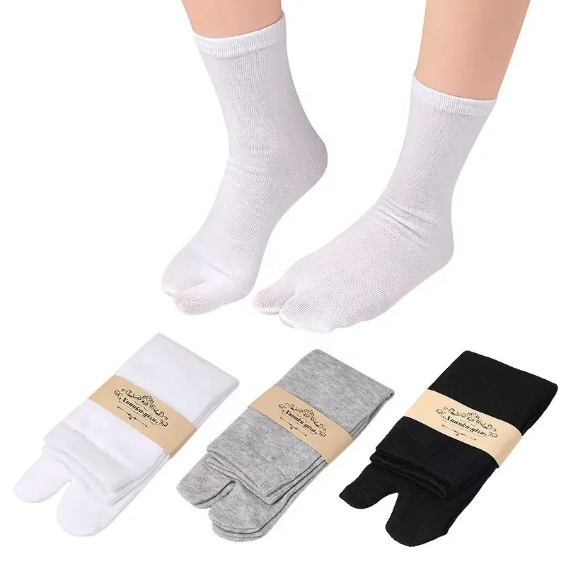 Wholesale Japanese 2 Toe Flip Flop Socks Women Men Plain Color Split Toe Tabi Socks