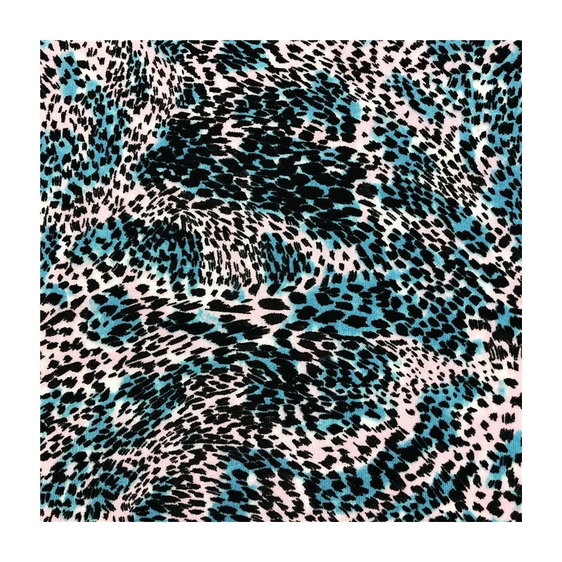 Colorful leopard design knitted fabric 220gsm 95%polyester 5%spandex printed ITY jersey fabric for sports garment