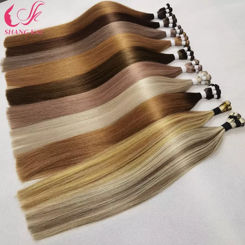 Top Quality European Straight New Handtied Weft Hair Remy Flat Hair Genius Weft