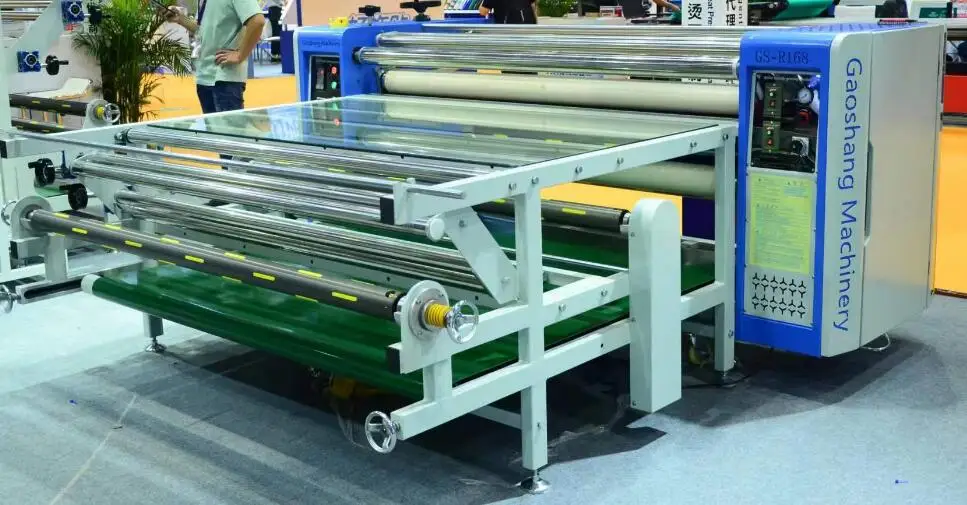 Gaoshang Oil Cylinder Duplex Roller Top Feeding Automatic Digital Printing Garment Sheet Sublimation Heat Transfer Machine