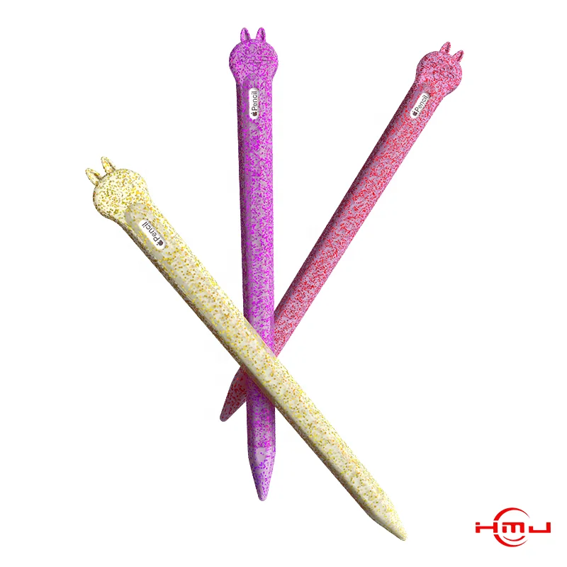 HuaMJ Cute Rabbit Silicone Soft Protective Cover Animal Glitter Case Sleeve Silicone Skin Cover for Apple Pencil 2nd Generation