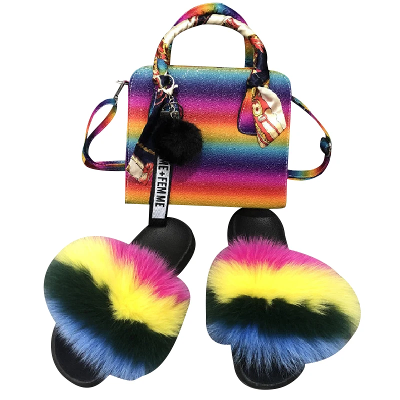 Back Pack  Span Bag Jelly Bag Suit Party Sandals Slippers for Women 2021 Fur Fur Slippers Wallet Flip Flop Slippers