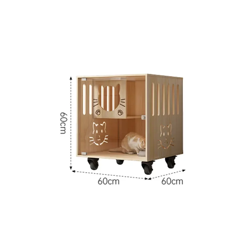 Household Animal Furniture Wooden Cat Cage House With Scratching 3 Layer Cat Villa Customized Cat House