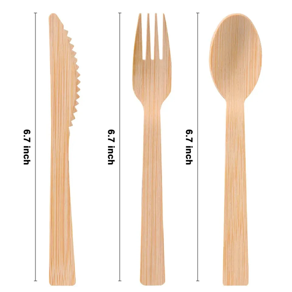 Yada Bamboo Disposable  Cutlery Sets Natural Biodegradable Spoons Forks Knives YD-BC-170 kit 4 in 1 250sets