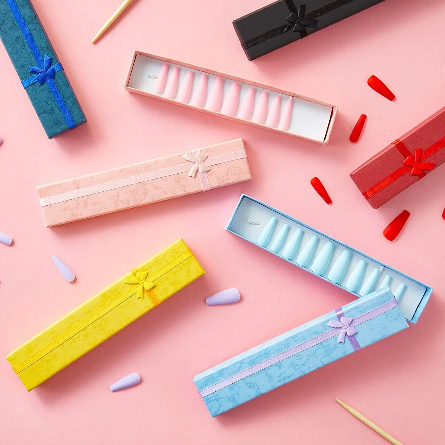 Colored Jewelry Gift Paper Boxes for Necklaces, Bracelets, Press On Nail Packaging, Pens