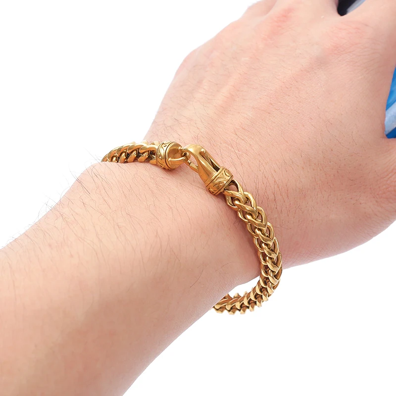 Custom stainless steel/titanium steel keel chain/reversible twist flower basket chain jewelry bracelet