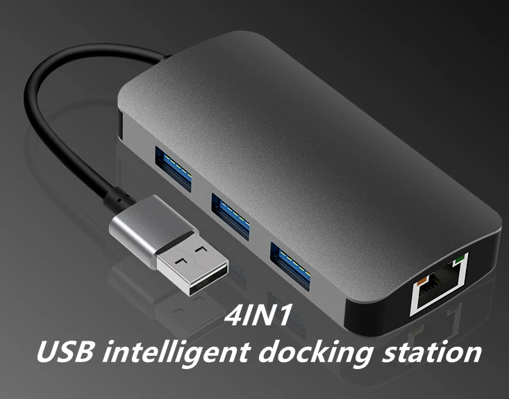 Type C to USB 3.0 GigE Vision 3.5mm 4 in 1 Docking Station Hub 3.0 PD  RJ45 10 100M