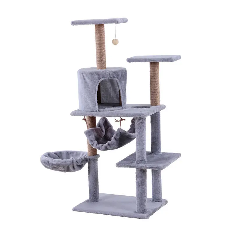 2021 Fashion Trend High Quality Steady Durable Fleece Sisal Cat Tree Tower Cat Scratcher Pet Cat Furniture