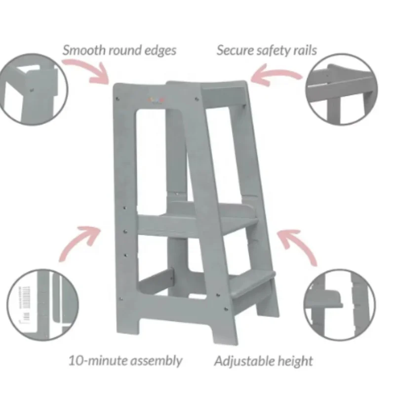 Folded Toddler Tower for Kids Wooden Helper Step Stool for Toddlers Child Kitchen Stool Helper