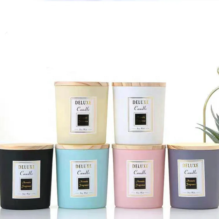 Spray Painted Glass Candle Jars Empty 6oz 8oz 10 oz 12oz 15oz Candle Holders 8 Ounce Tumbler Candle Jar with Wooden Lid