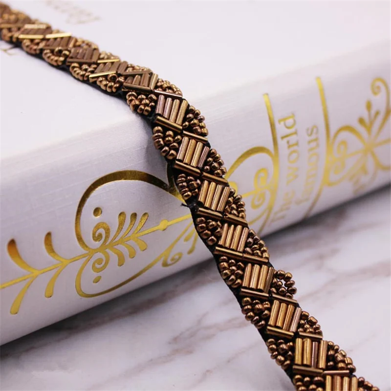 1.5cm beaded edge pearl handmade lace trim for DIY clothes shoes bag