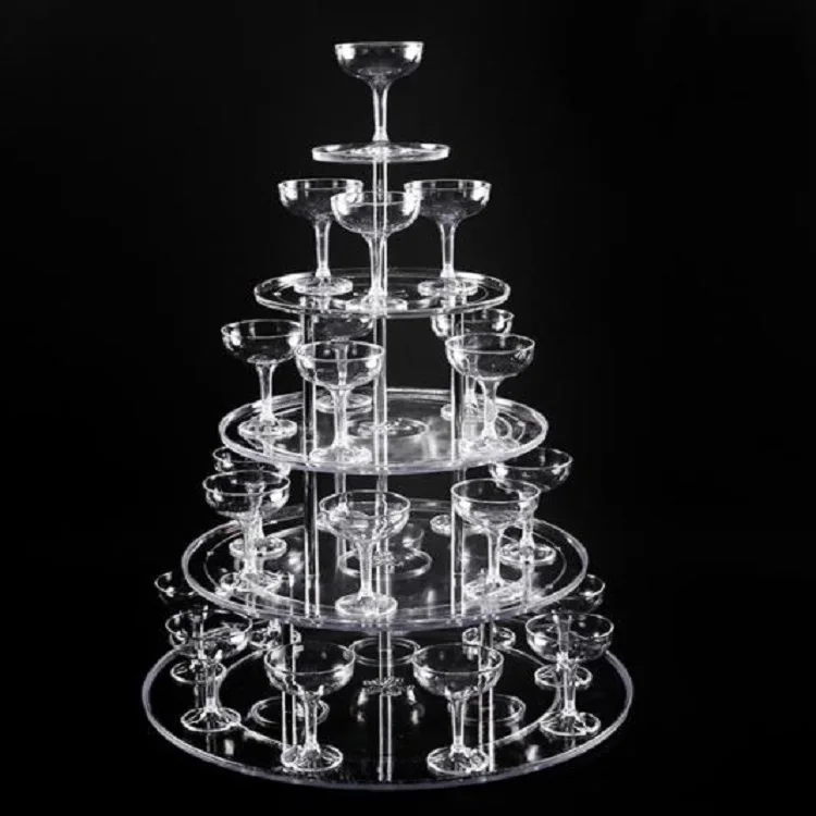 Wedding Decoration Party Holiday Celebration Clear Colorful Acrylic Champagne Wine Tower Stand Display Rack