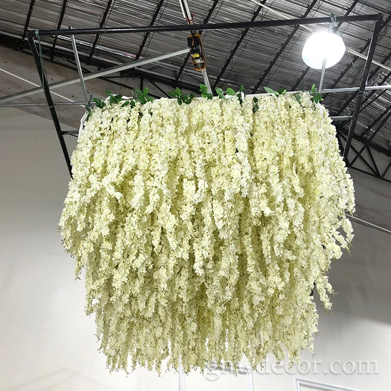 GNW  Artificial wisteria ceiling for hall Wedding Decor Silk Plant Decorative Flower ceiling for event decor