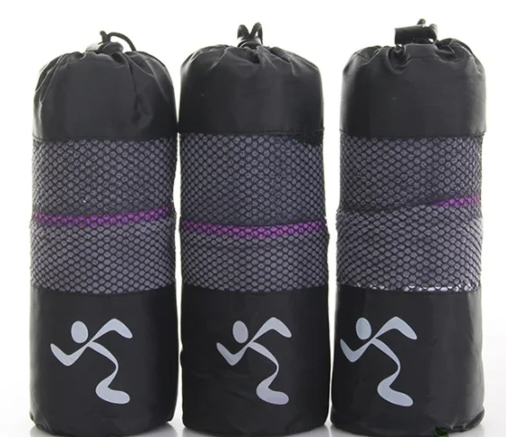 Custom logo microfiber cotton gym sports embroidery fitness towel with zipper pocket