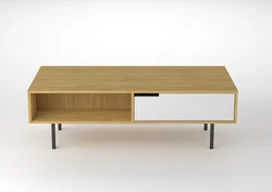 Factory Wholesale Contemporary Unique Design Oak Living Room Centre Table Metal Legs Wooden Coffee Table