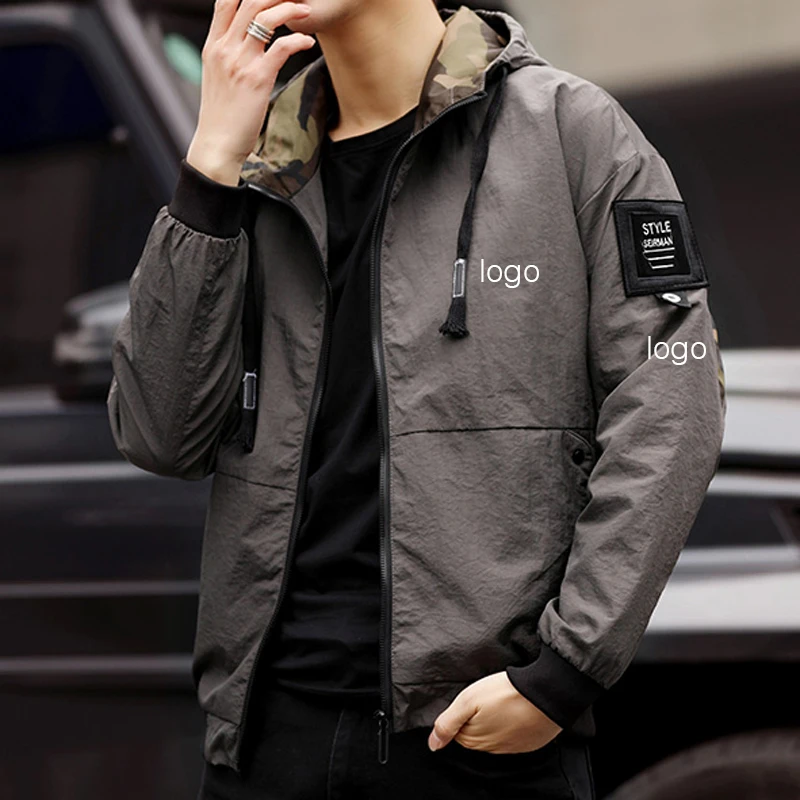 Wholesale custom 2020 spring casual sports men bomber jackets coats with hooded