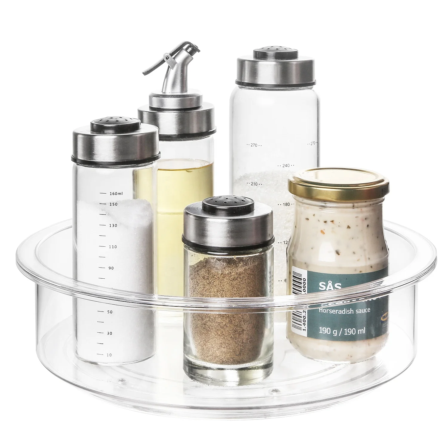 Customized Multi-use Plastic Kitchen Spice Grain Storage Organizer Round Rotating Turntable Lazy Susan