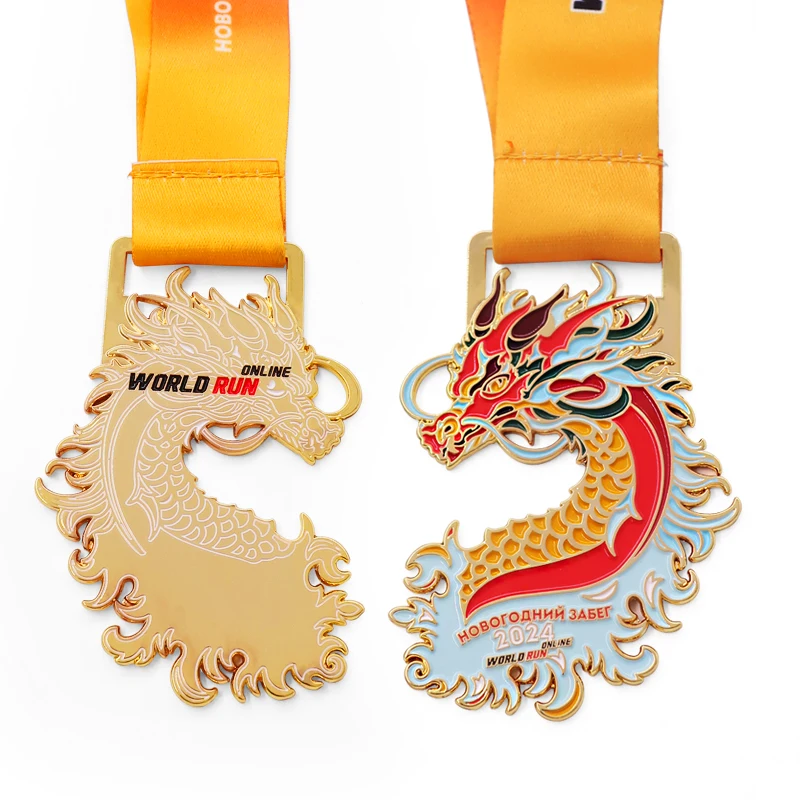 Custom souvenir engraved medals dragon zinc alloy award medals medallion metal dragon medal