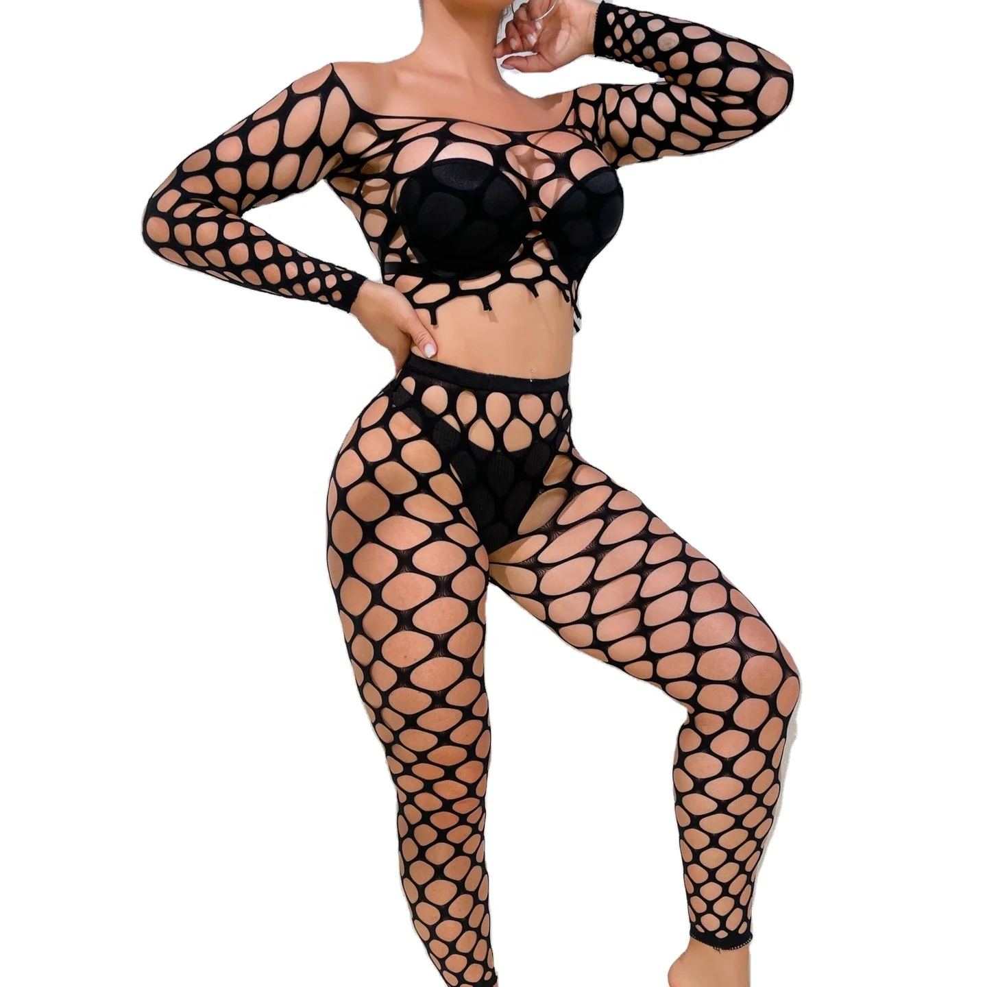 Женская блестящая мини-блузка с юбкой