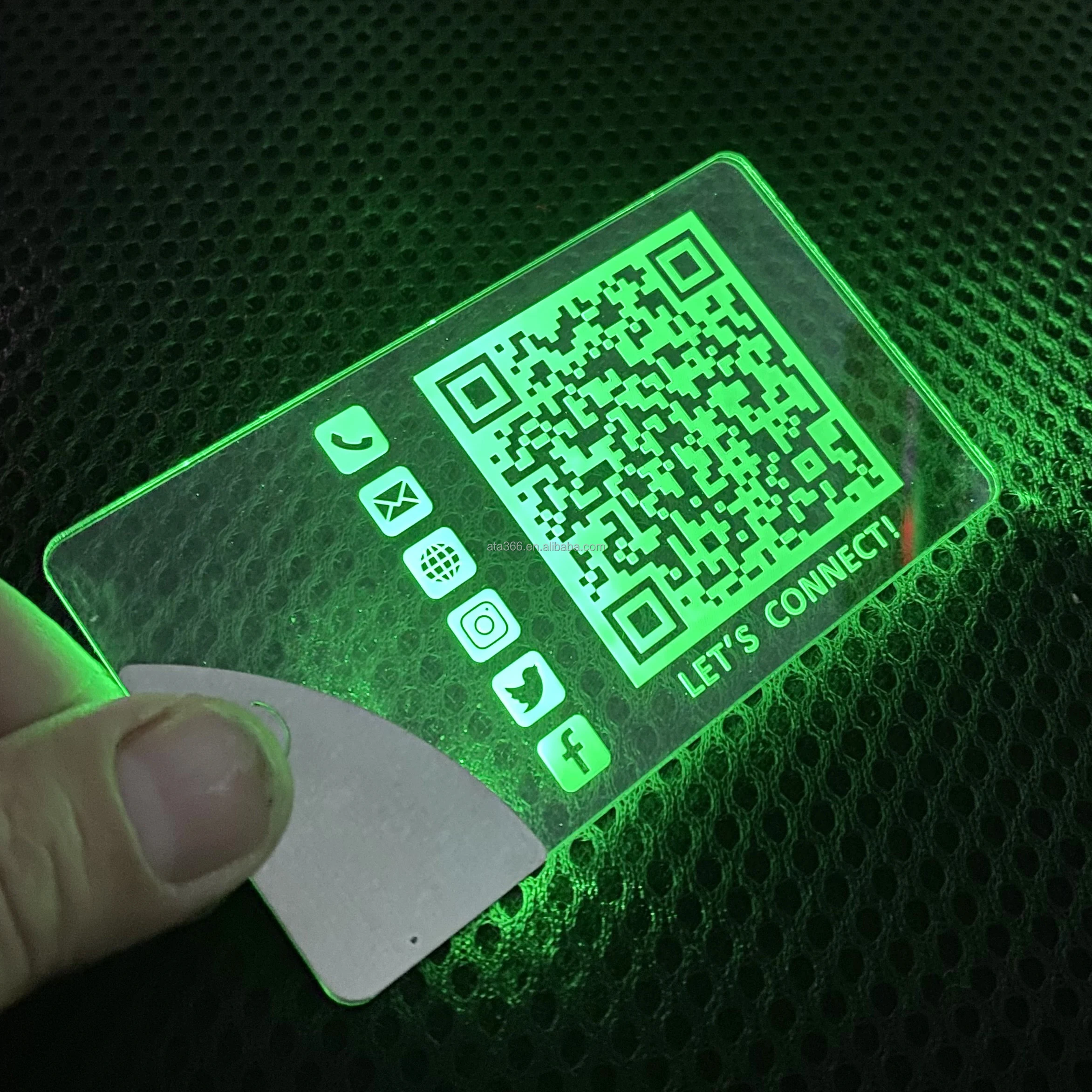 16 NEW 2023 Luxury LED Acrylic Business Cards Custom Business Card Printing Laser Engrave Unique Light up Clear Business Card