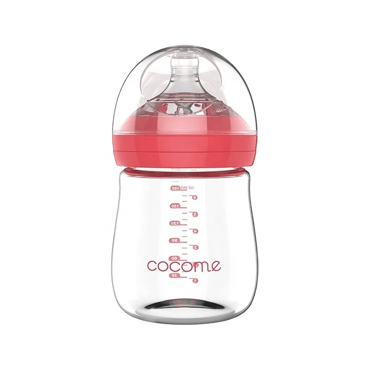 COCOME Brand Wholesale Glass Crytal Bottle Breastmilk Infant 2020 New Wide Neck High Borosilicate Glass Baby Bottles Feeding