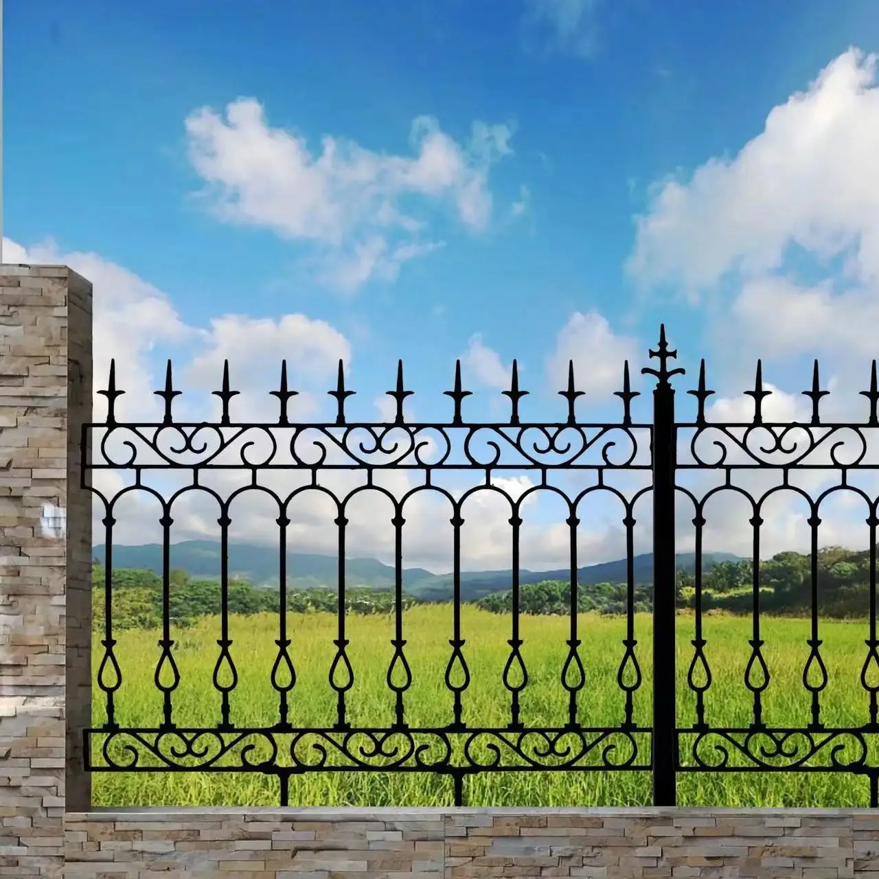 Hot Sale Cast Iron Guardrails Wrought Iron Fence Steel Frame
