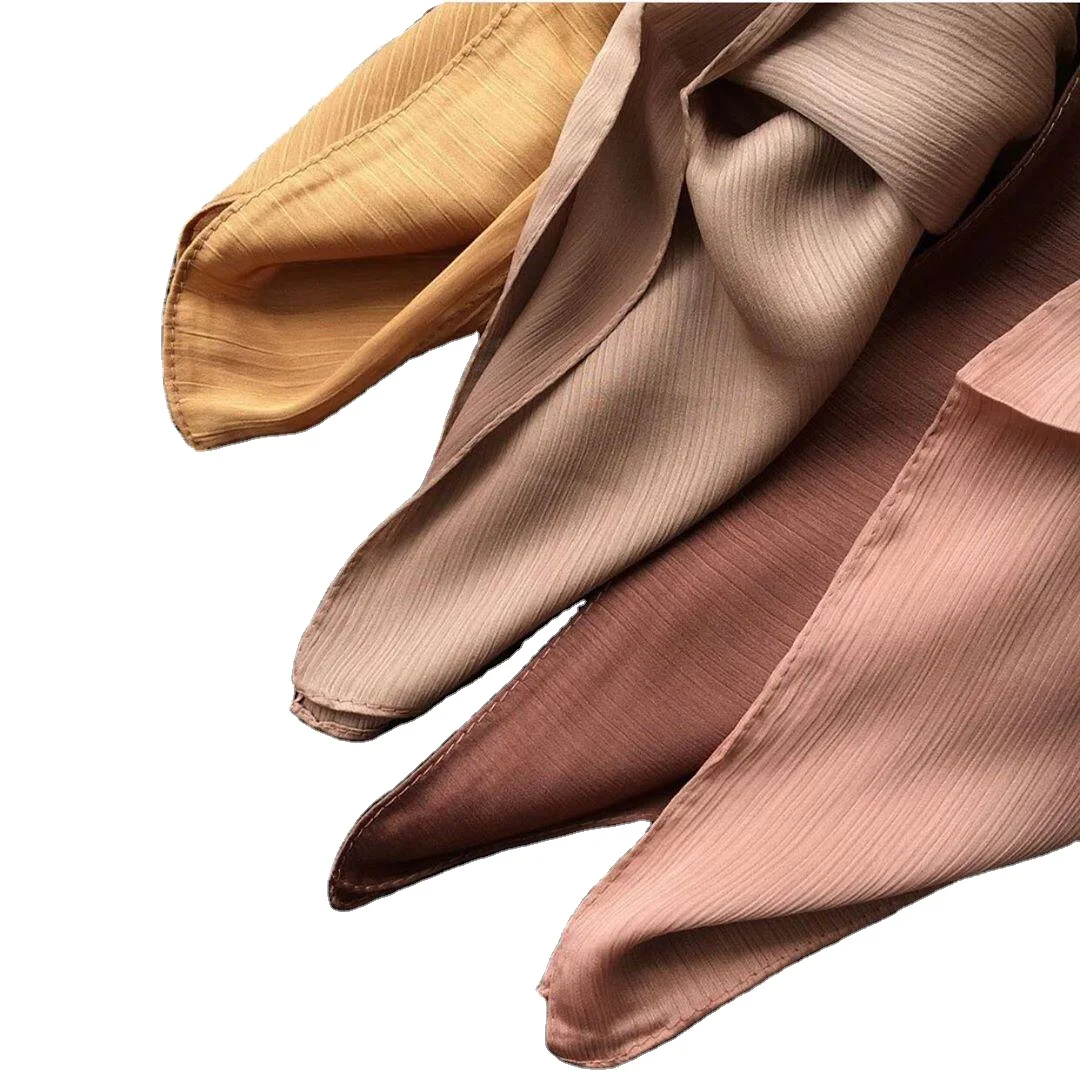
2021 new fashion elegant women hijab satin scarf with crepe wrinkle hijab 