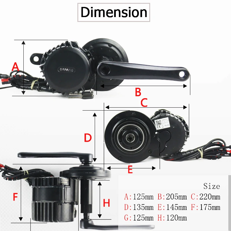 Electricv bike battery conversion kits 250W 350W 1000 watt motor for bafang mid drive motor