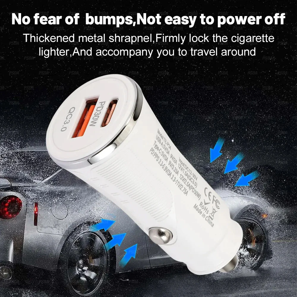 48W PD30W Fast Quick Charger QC3.0 PD USB C Car Chargers Smart Power Adapters For Iphone 16 15 Samsung Tablet PC Android phone