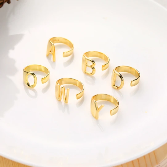 26 English 2020 fashion alphabet gold letter ring for women initial name letter simple rings jewelry women