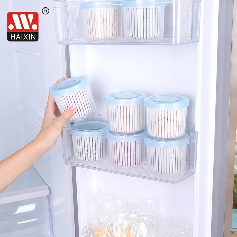 HAIXIN Home Kitchen Minced Garlic Scallion Onion Pepper Drain Vegetable Storage Box With Lid