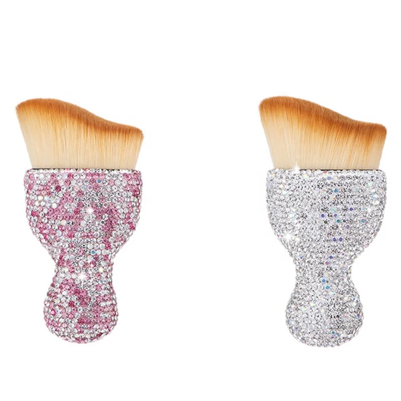Wholesale bling nail dust brush with diamond shiny makeup brushes tool manicure dusting brush nail supplies