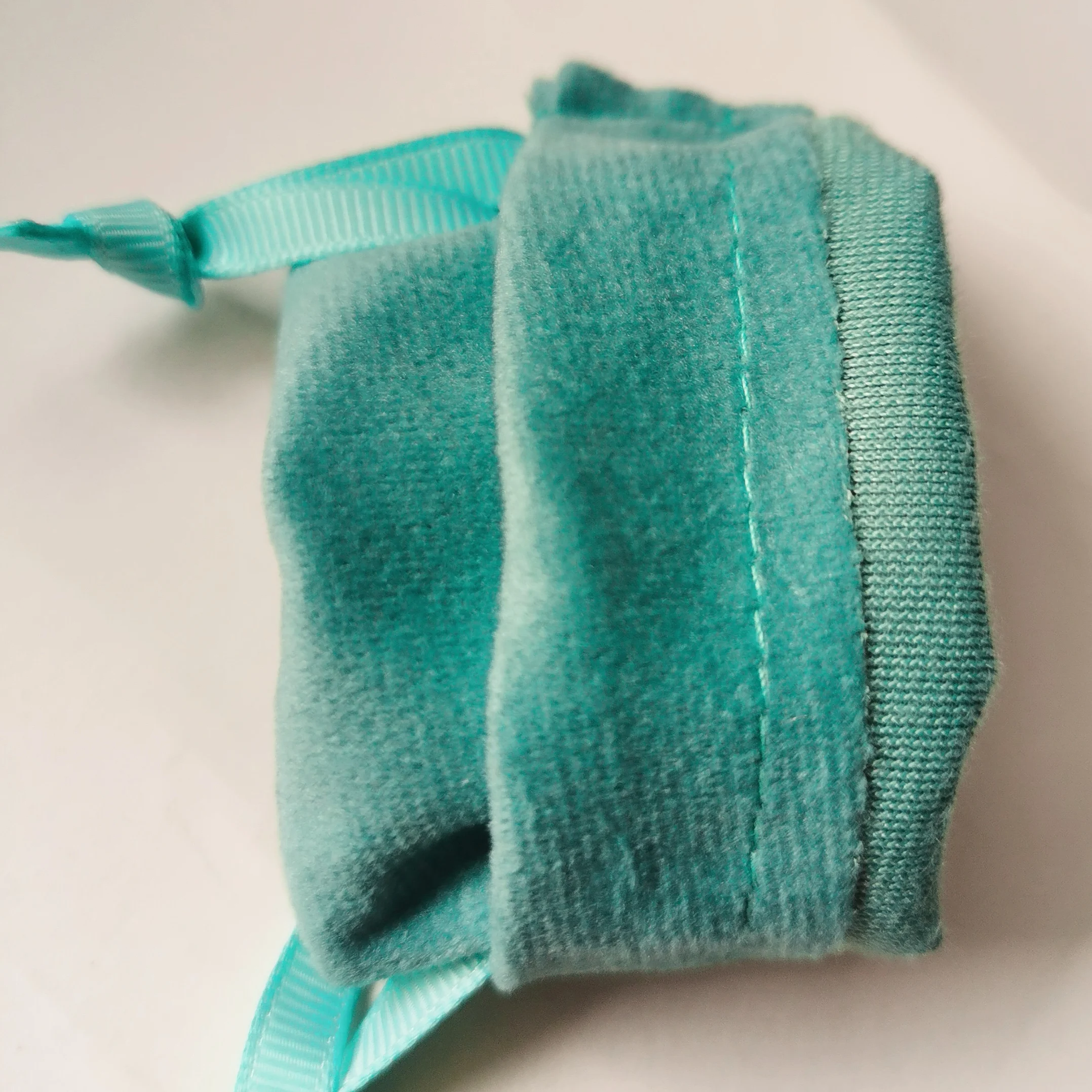 Синяя сумка для ювелирных изделий на шнурке бархатная с логотипом