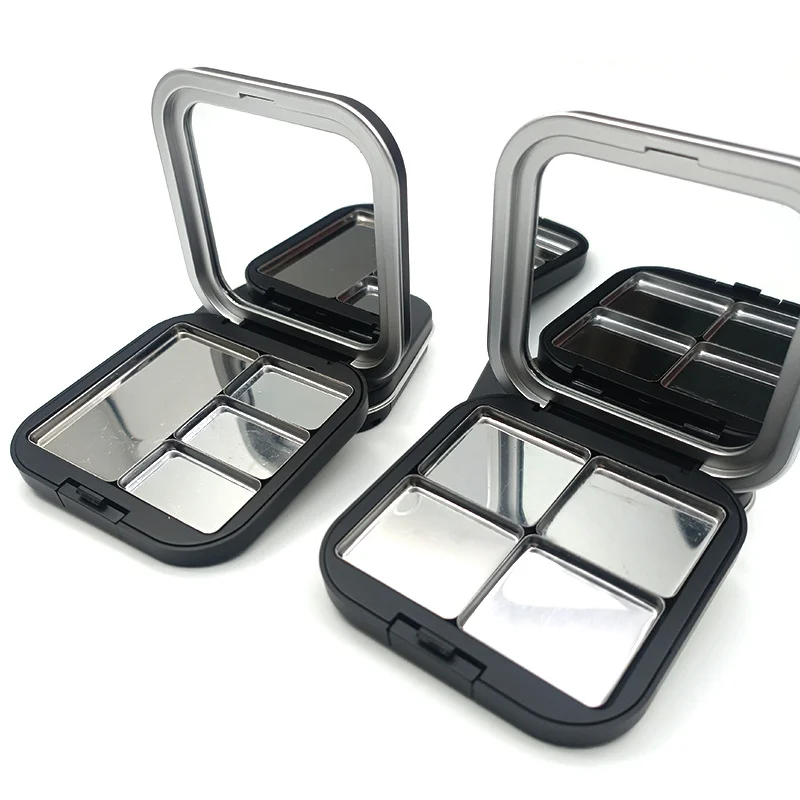 2024 black Luxury Magnetic empty eyeshadow palette container case with mirror  aluminum pan empty eyeshadow palette