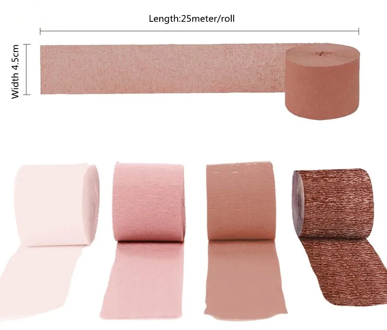  GiveU Rose Gold Crepe Paper Streamers Wedding Party Supplies paper streamer