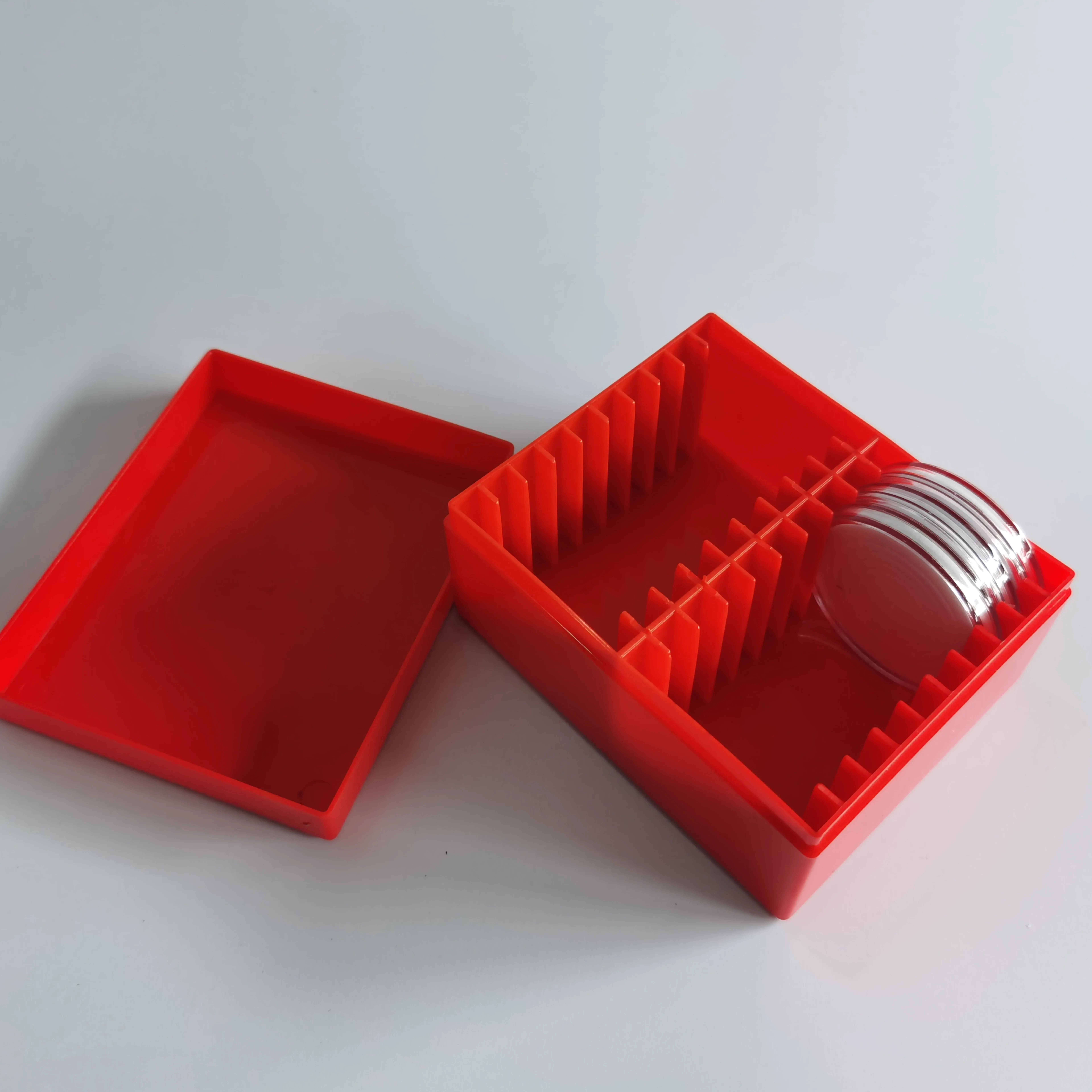 Commemorative coin protection box 46mm coin capsule identification storage box collection Red Plastics 20Coins Storage Boxes