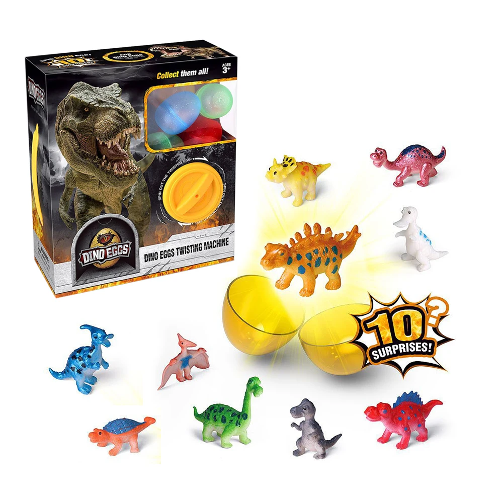 10pcs different kinds colorful small egg packaging cartoon dinosaur figure blind box collectable toys