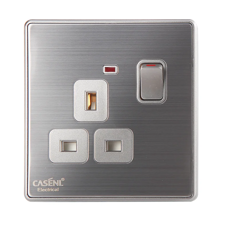 UK Standard Fireproof Waterproof 13A BS socket 3 Pin 1 Gang 1 Way Switch Socket wall socket